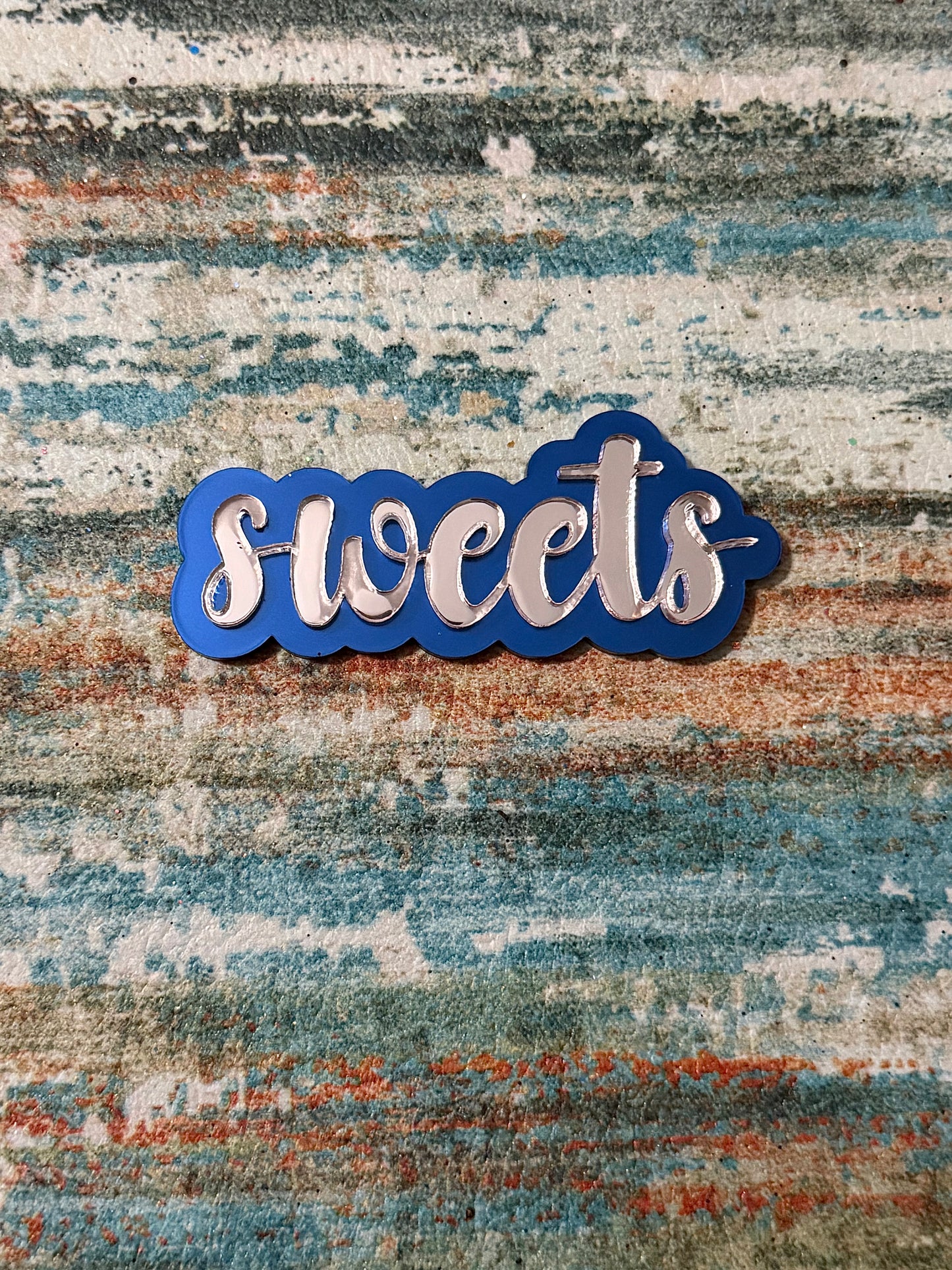 “Matte Blue with Rose Gold mirror name” name clip